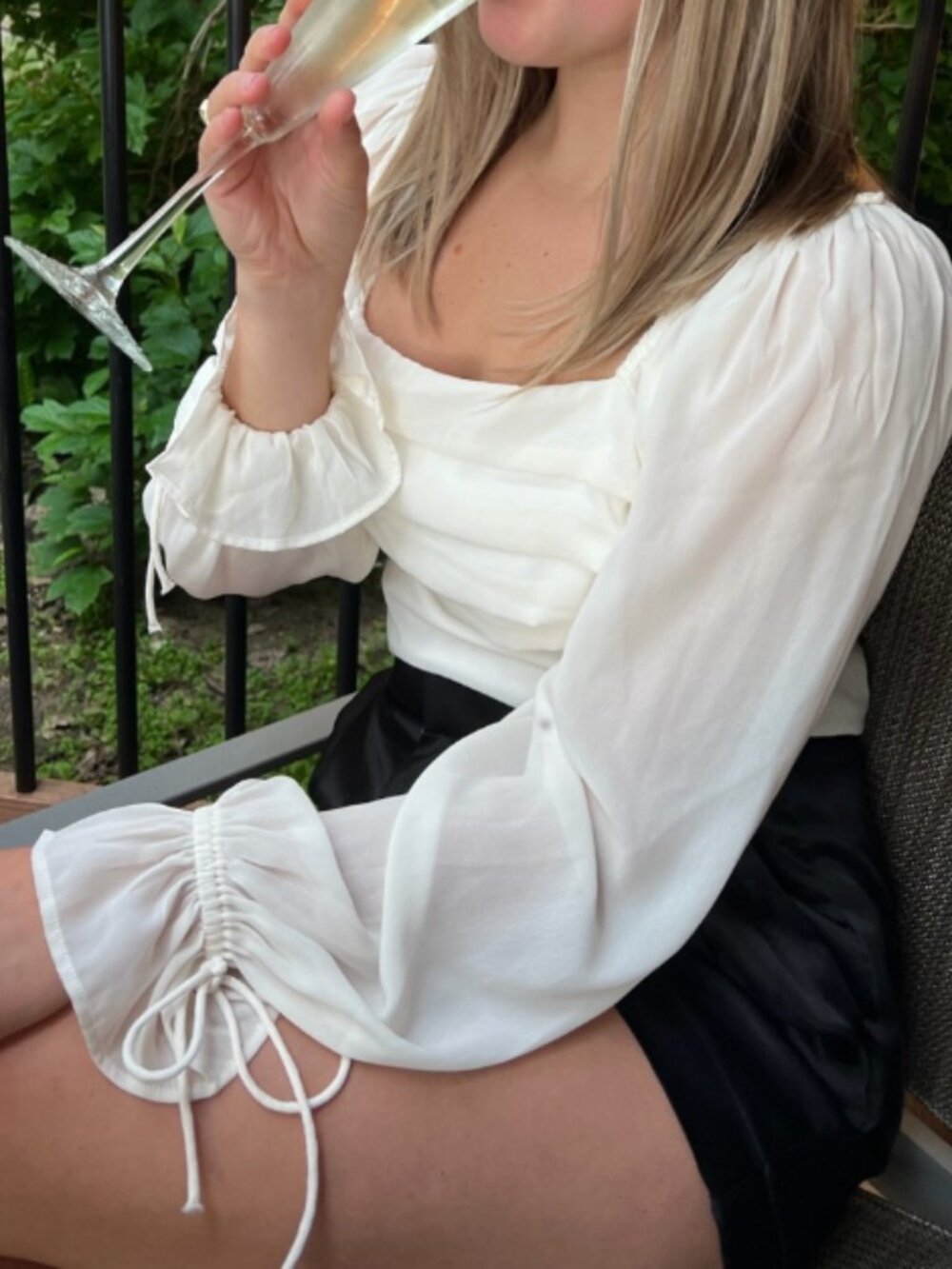 Abercrombie & Fitch Puff Sleeve Ruched Blouse